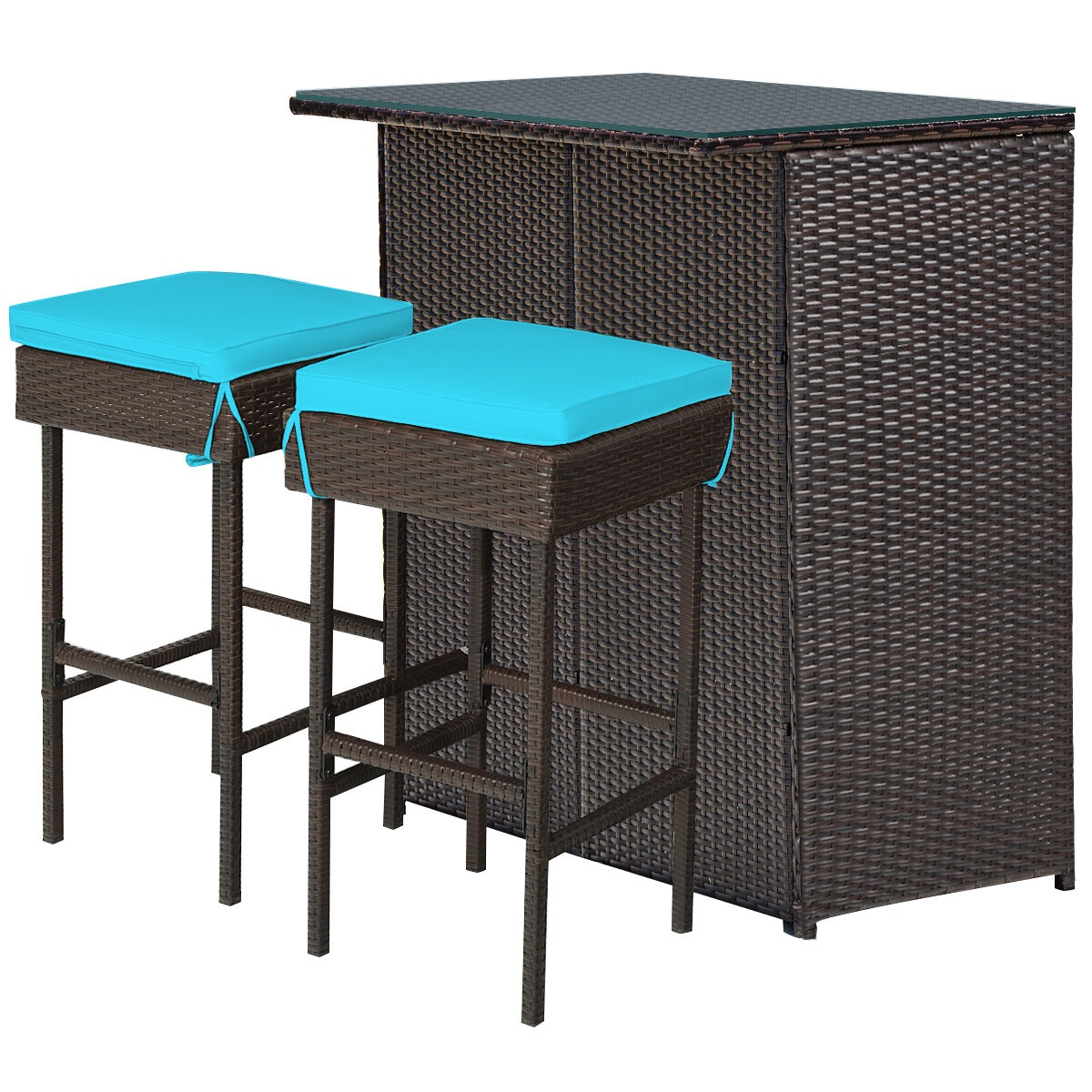 Topbuy Bar Set with Iron Frame and Wicker