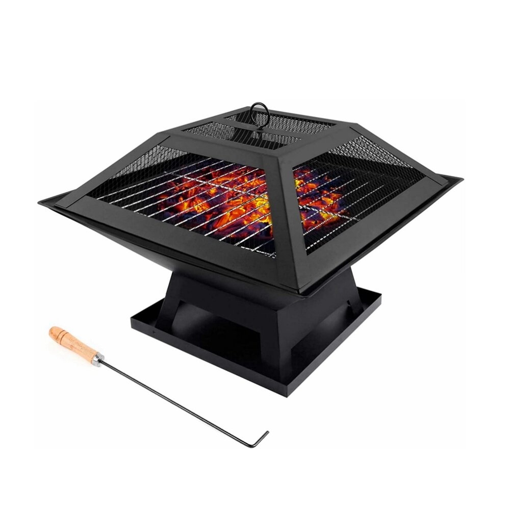 Toxey 13'' H x 18'' W Steel Wood Burning Outdoor Fire Pit with Lid