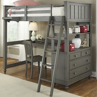 Traditional style wooden loft with dresser