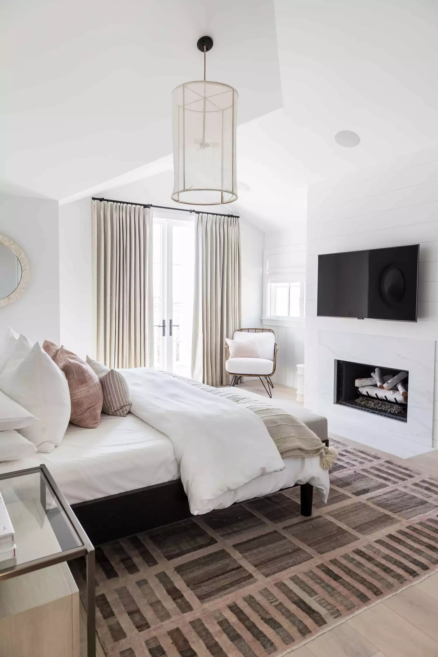 Tranquil bedroom with soft color palette and natural elements