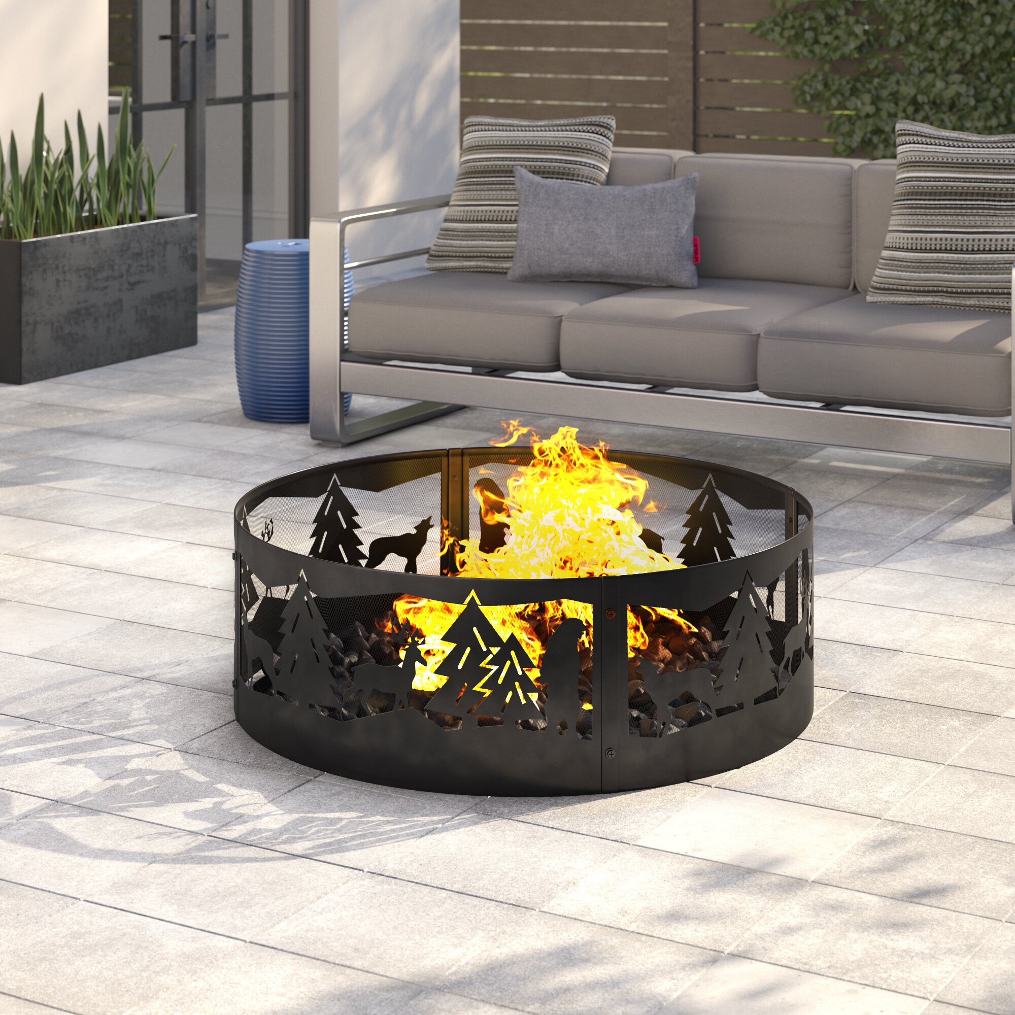 Transit 12'' H x 36'' W Steel Wood Burning Outdoor Fire Ring