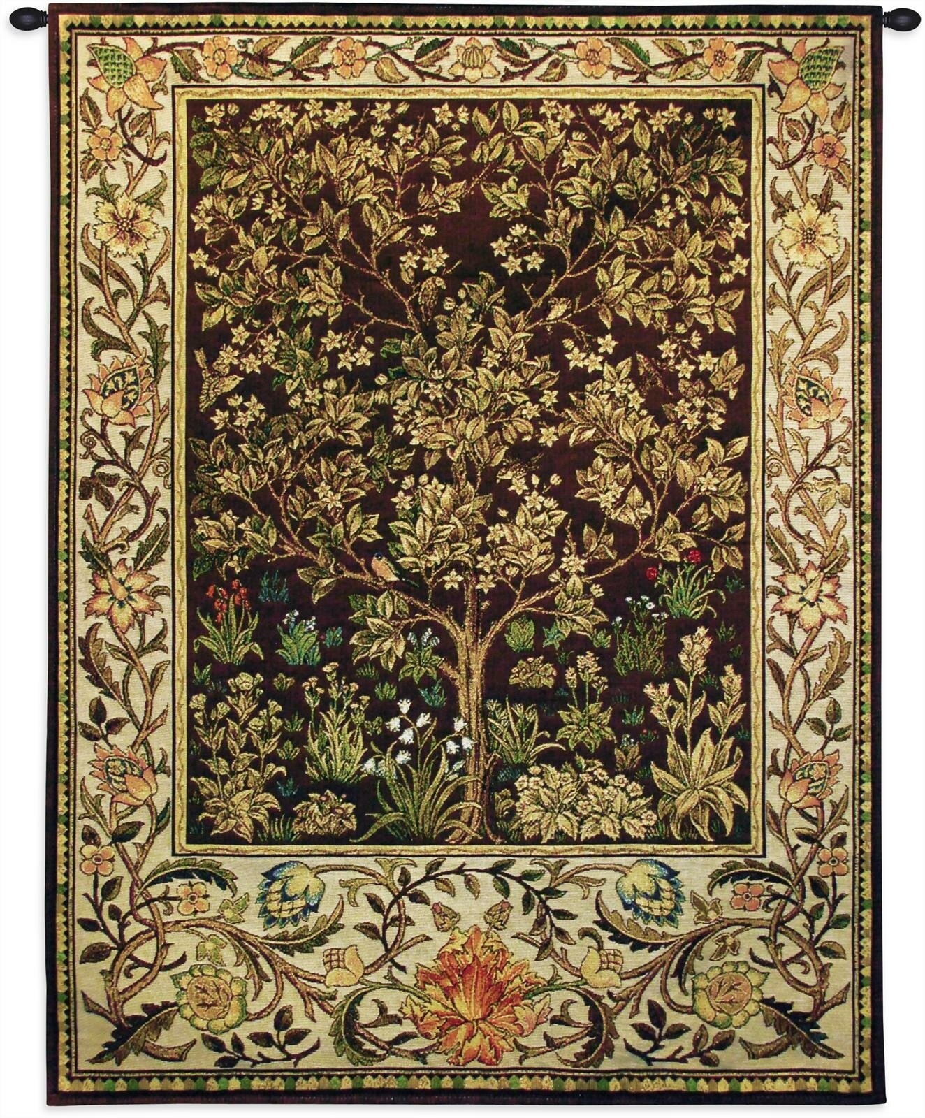 "Tree of Life" Umber BW Tapestry