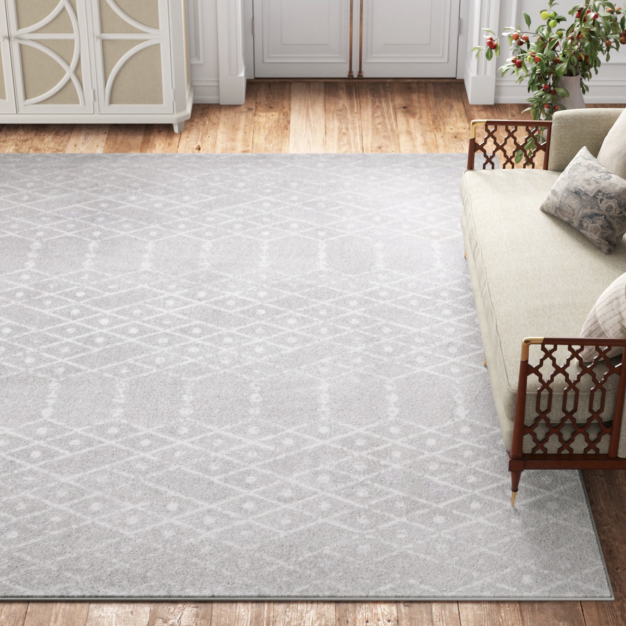 Tricia Machine Woven / Power Loomed Performance Light Gray Rug