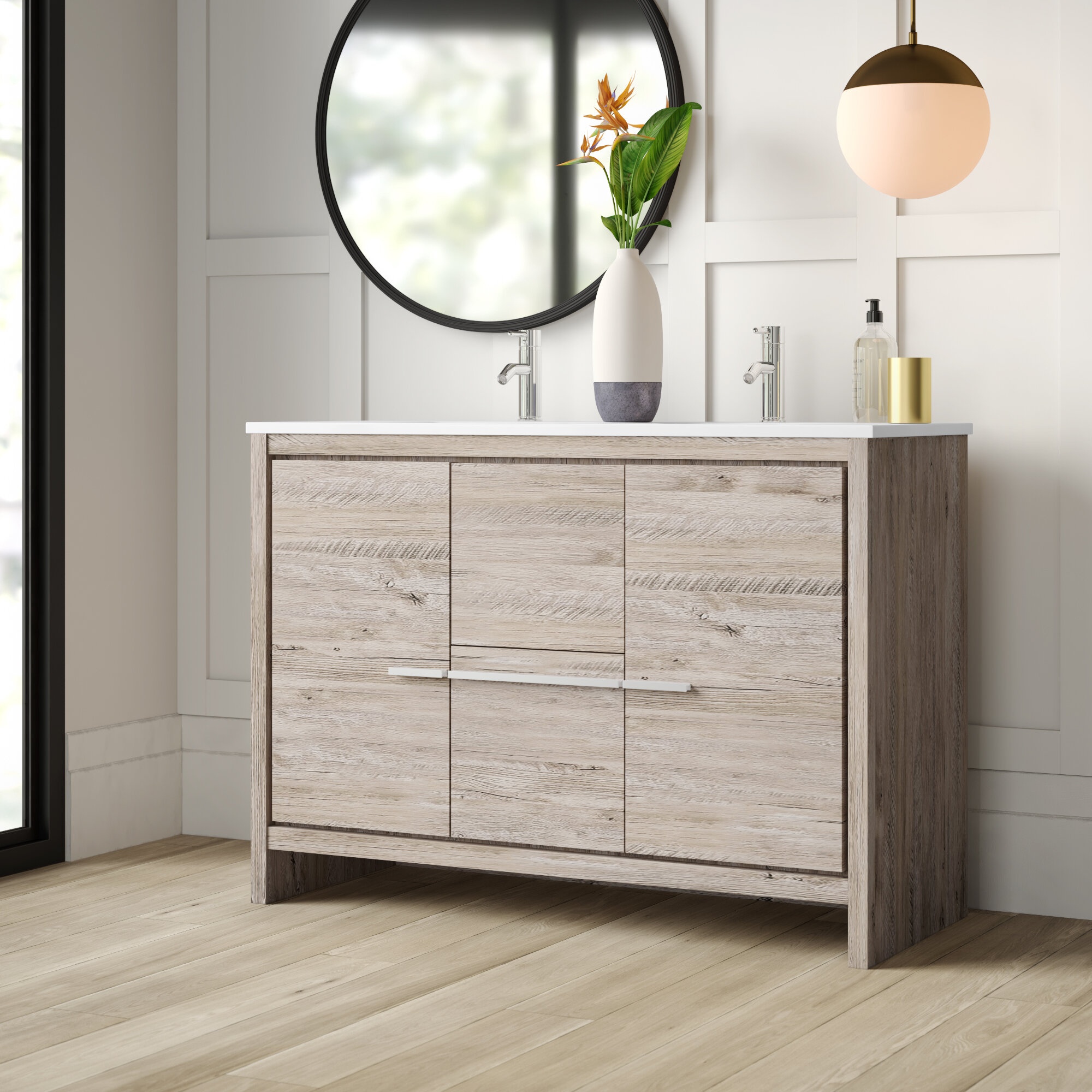 Tulughan 47.5'' Free-standing Double Bathroom Vanity with Quartz Vanity Top