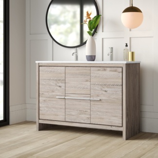 Tulughan 47.5'' Free-standing Double Bathroom Vanity with Quartz Vanity Top