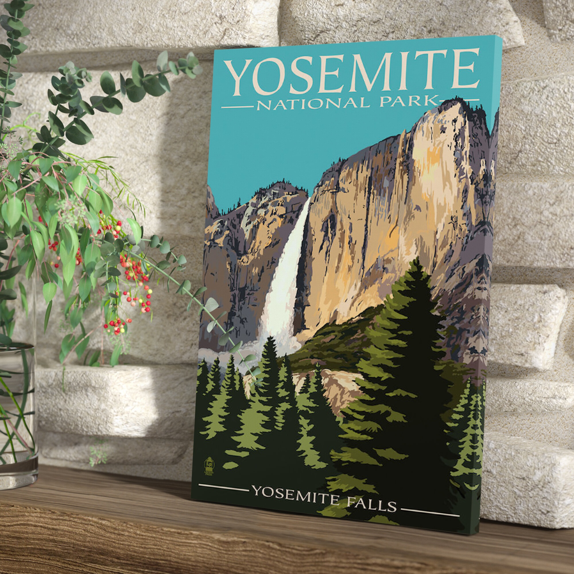 U.S. National Park Service Series: Yosemite National Park (Yosemite Falls II) by Lantern Press - Graphic Art on Canvas