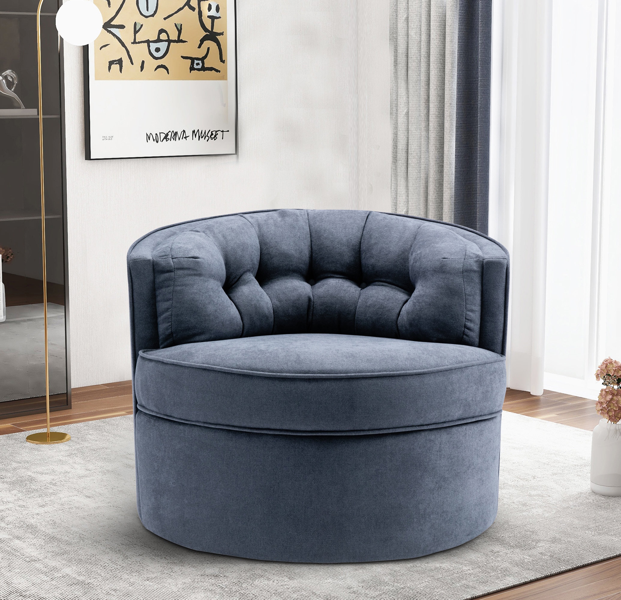 Upholstered Swivel Barrel Chair