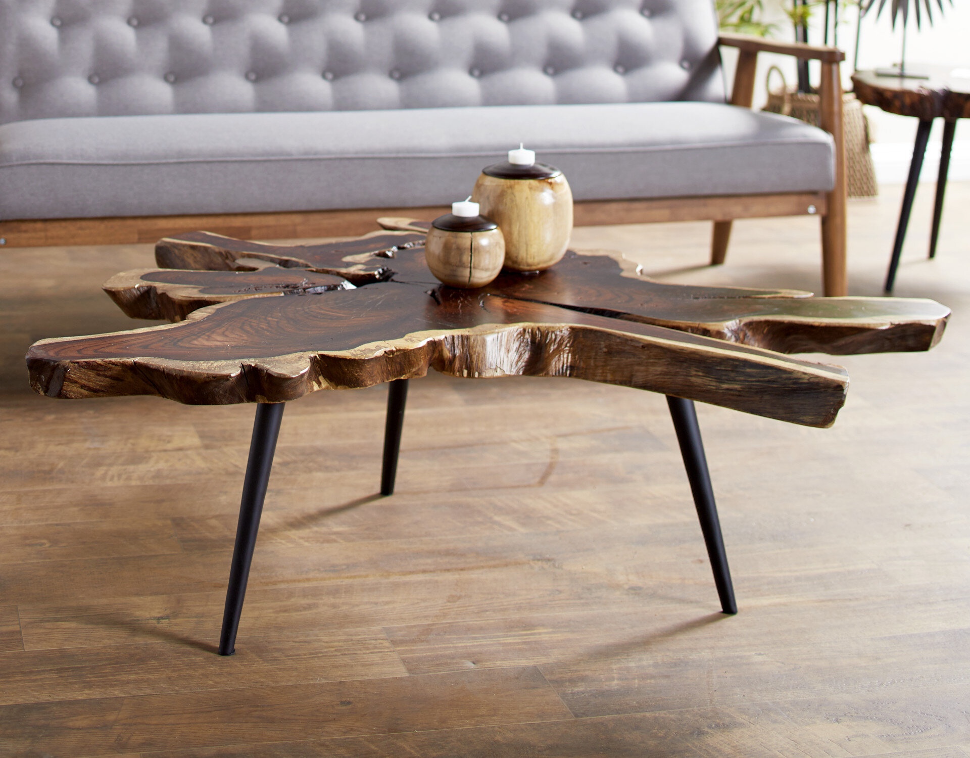 Coffee Table Tropical Hardwood, Live Edge Coffee Table, Wood