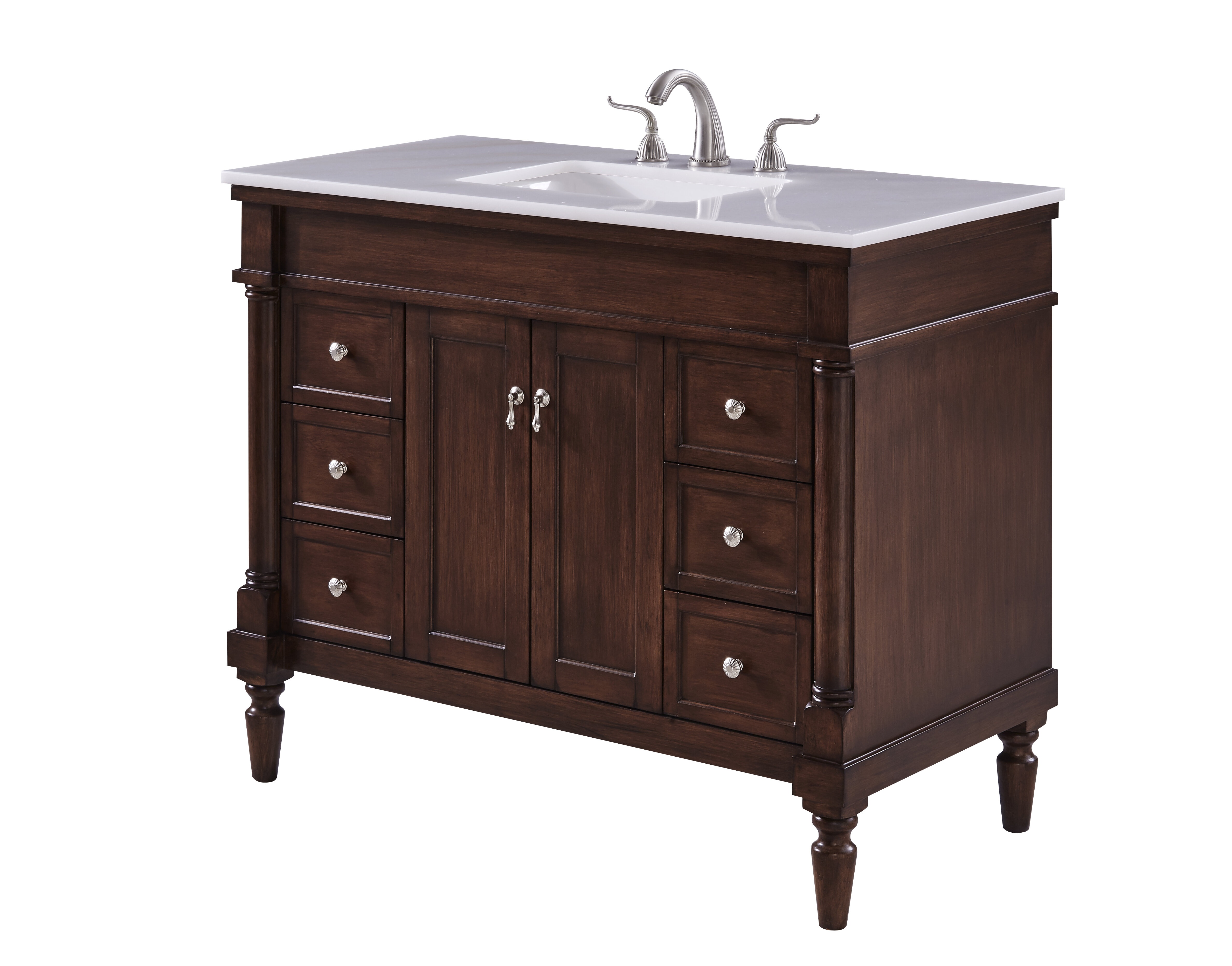 Uriah 42'' Free-standing Single Bathroom Vanity with Marble Vanity Top