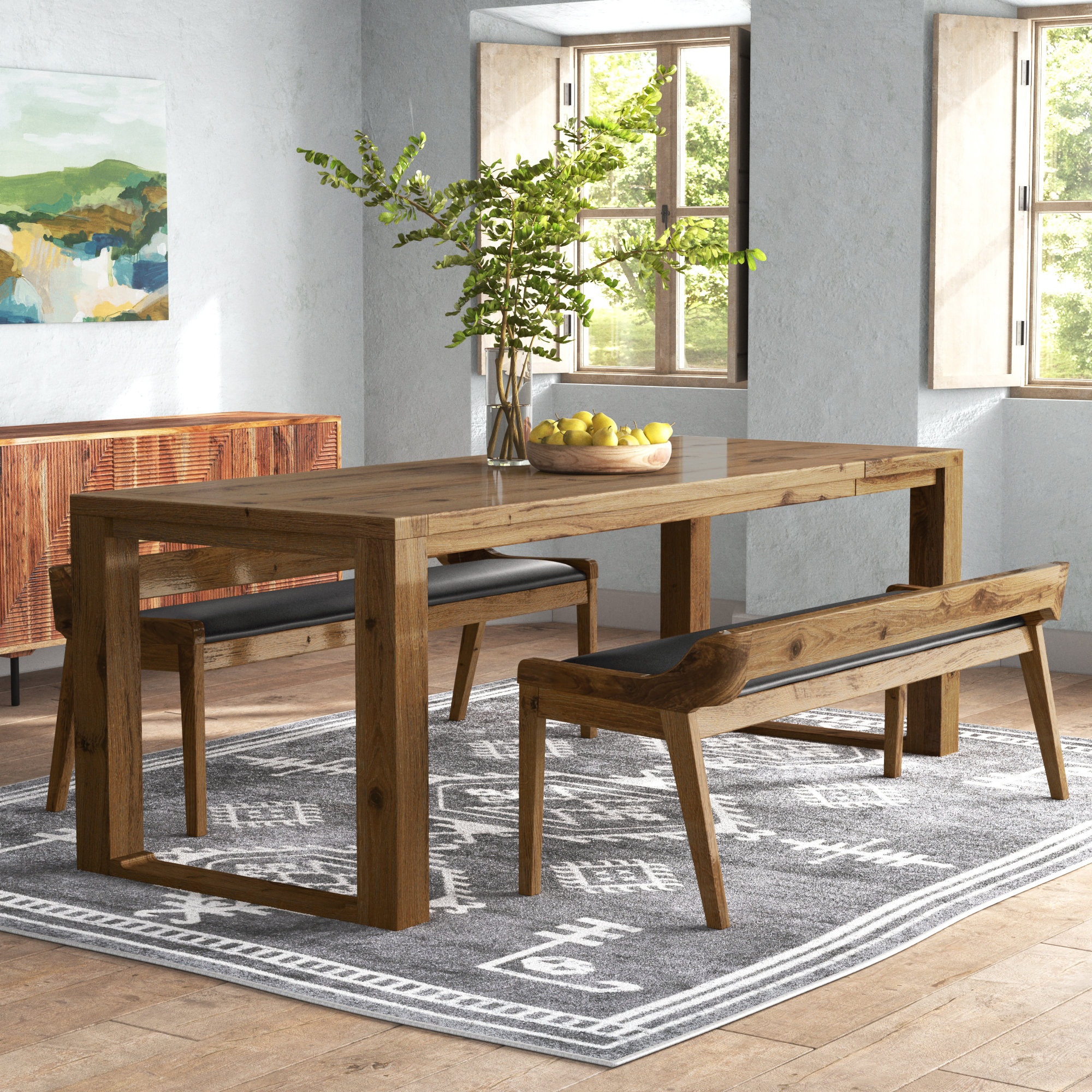 Vanwingerden Drop Leaf Acacia Solid Wood Dining Set