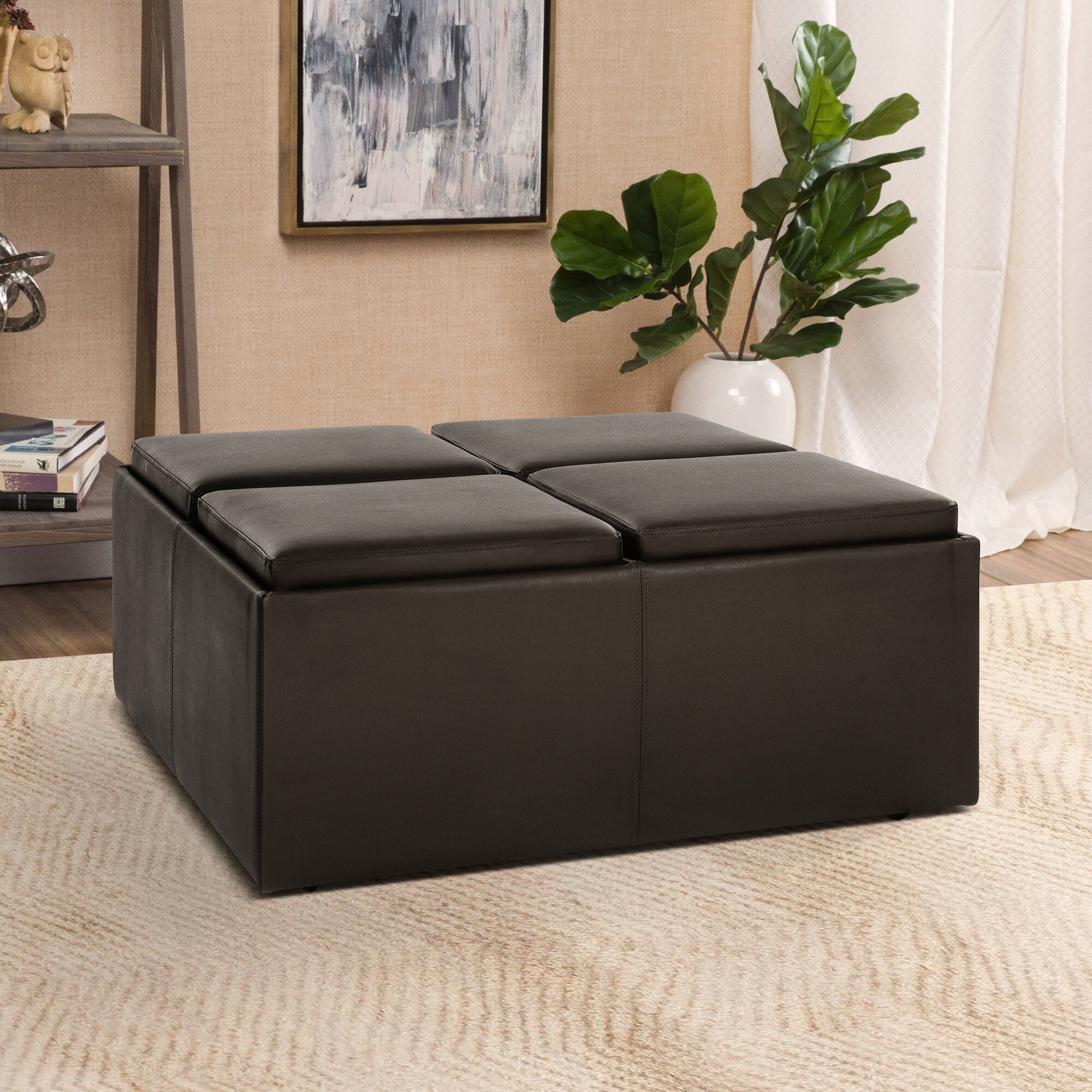 Vegan Leather Ottoman
