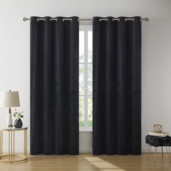 Velvet Semi-Sheer Curtain Pair