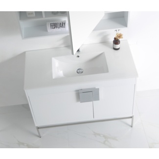 Verlene 40'' Free-standing Single Bathroom Vanity with Ceramic Vanity Top
