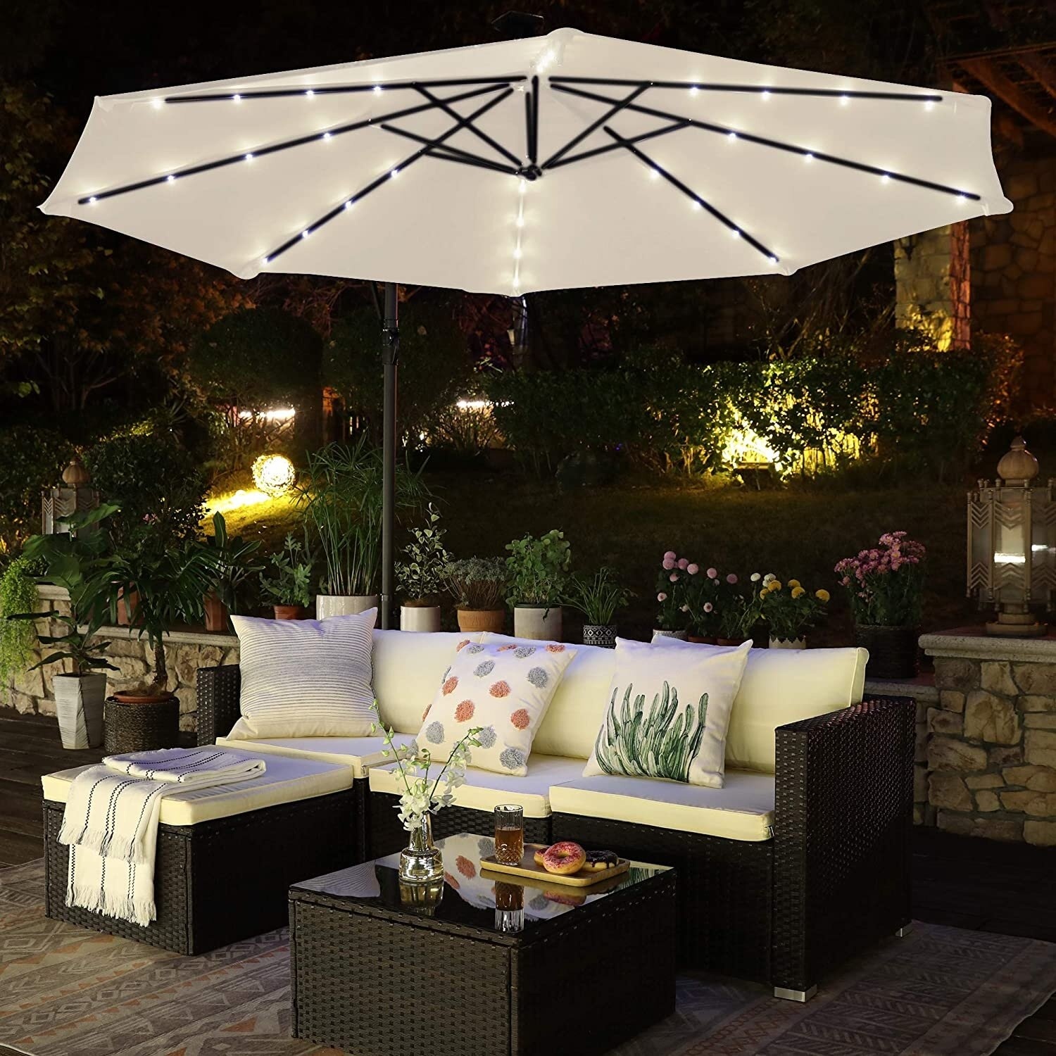 Verndale 120'' Lighted Cantilever Umbrella
