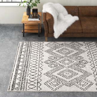 Vienna Moroccan Machine Woven / Power Loomed Performance Beige/Gray Rug