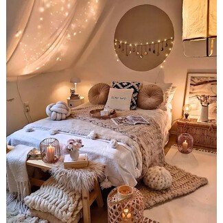 Vintage-style bedroom with floral wallpaper