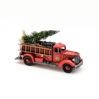 Vintage Style Fire Truck with Christmas Tree