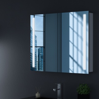 W H Frameless Medicine Cabinet with Mirror 3 Adjustable Shelves