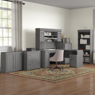 Waelder 5 Piece L-Shape Computer Desk Office Set with Hutch