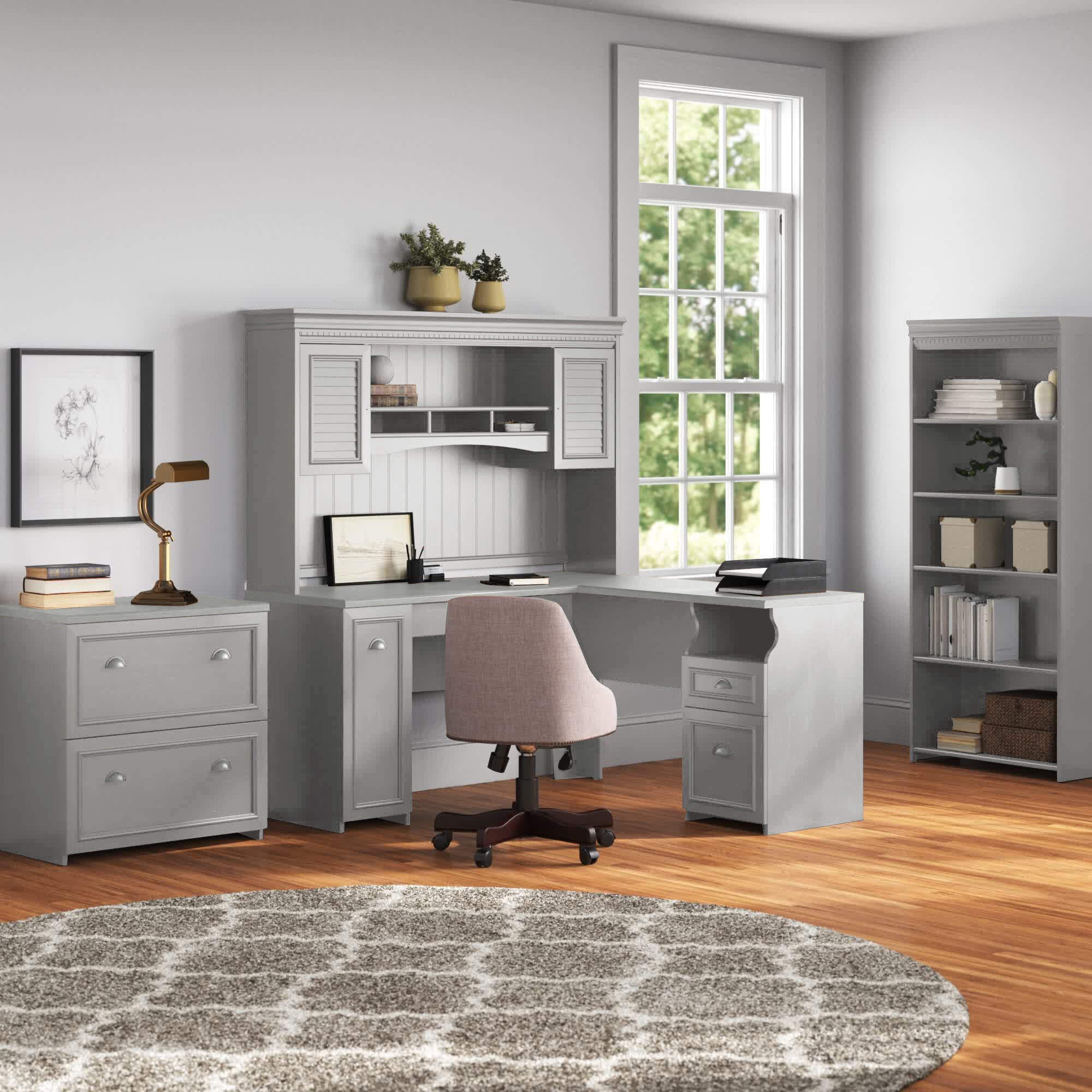 Waelder 5 Piece L-Shape Computer Desk Office Set with Hutch