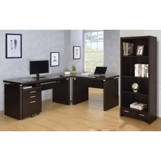 Warm Cherry Executive Modular Home Office Furniture Set
