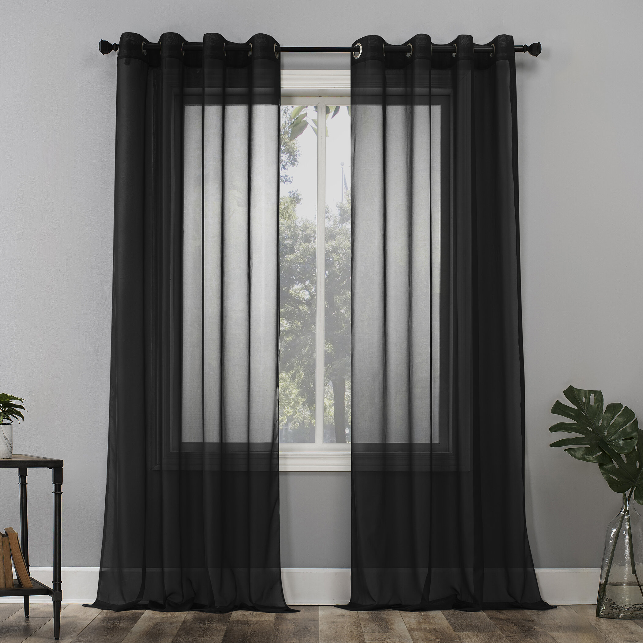 Wayfair Basics® Solid Sheer Grommet Single Curtain Panel