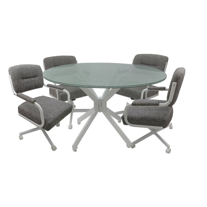 White and Grey 4 Kitchen Chairs With Casters