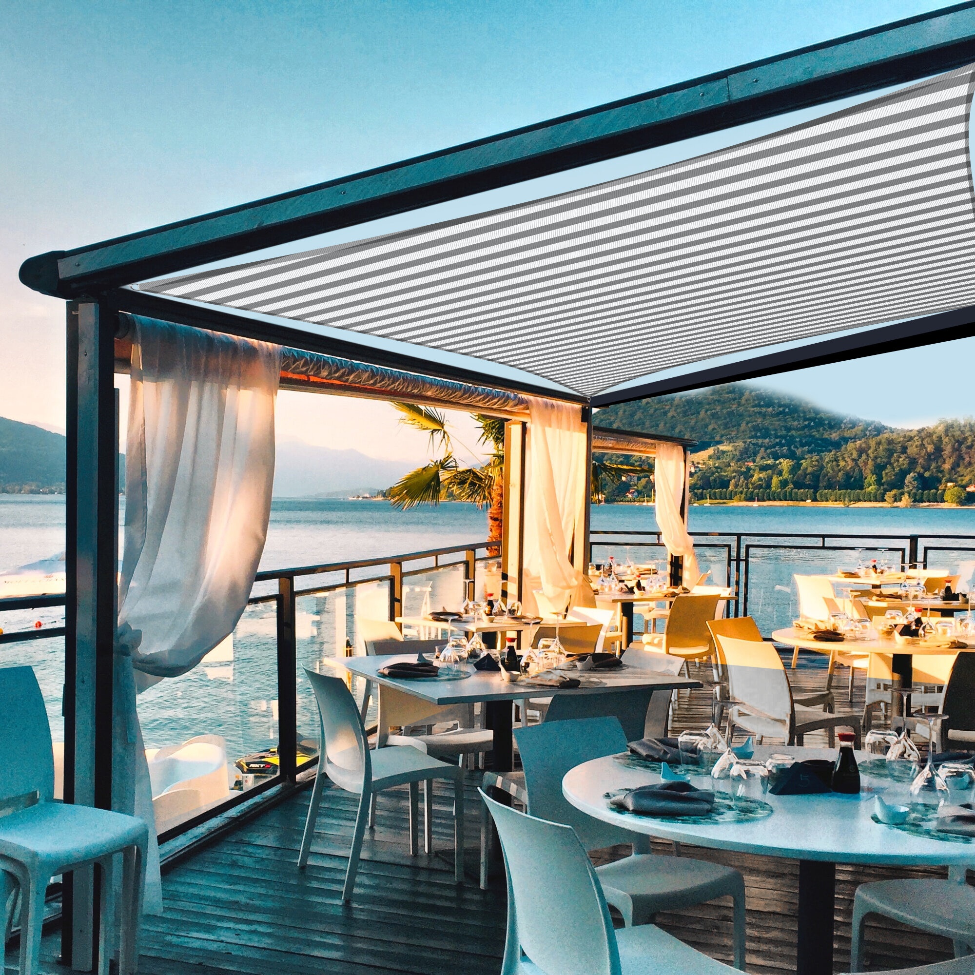 Yescom 23X22ft 97% UV Block Rectangle Sun Shade Sail Outdoor Patio Pool Garden Yard Lawn Carport Cover Net Awning Canopy Coffee+White