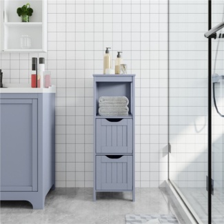 Accent Bathroom Floor Standing Storage Cabinet Unit With 3-Large Drawers