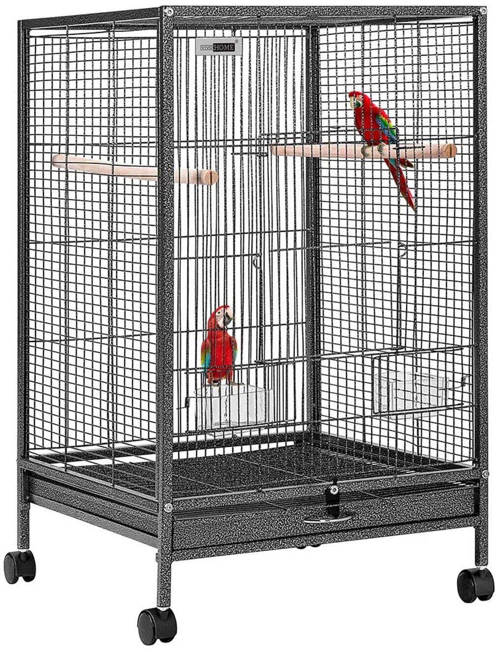Zora 30.4'' Steel Flat Top Bird Cage with Wheels