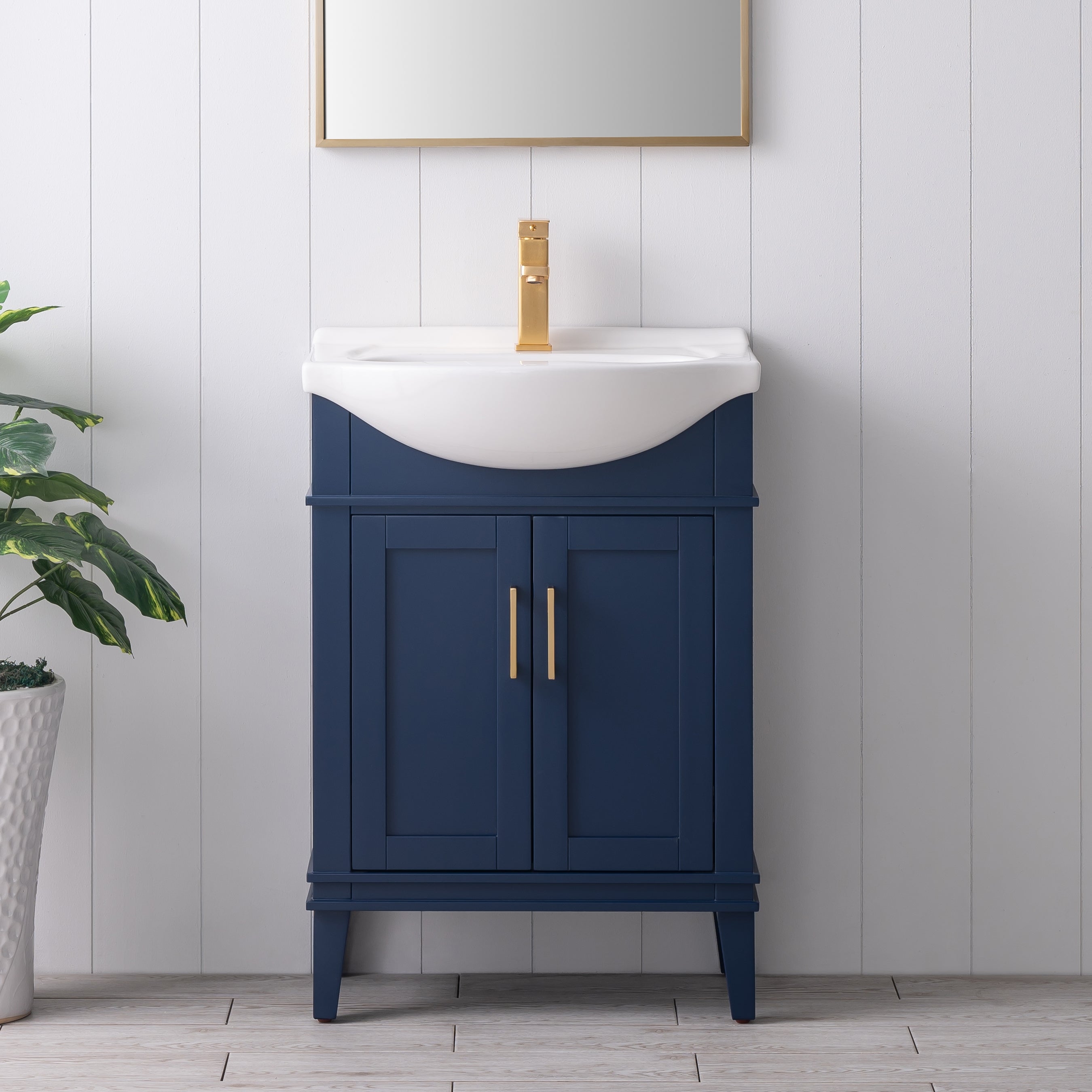 24 Inch Bathroom Vanity: Navy Blue with Slim Profile Design