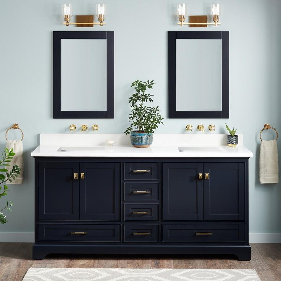 72 Inch Double Vanity Set: Shaker Style with Double Wall Sconces