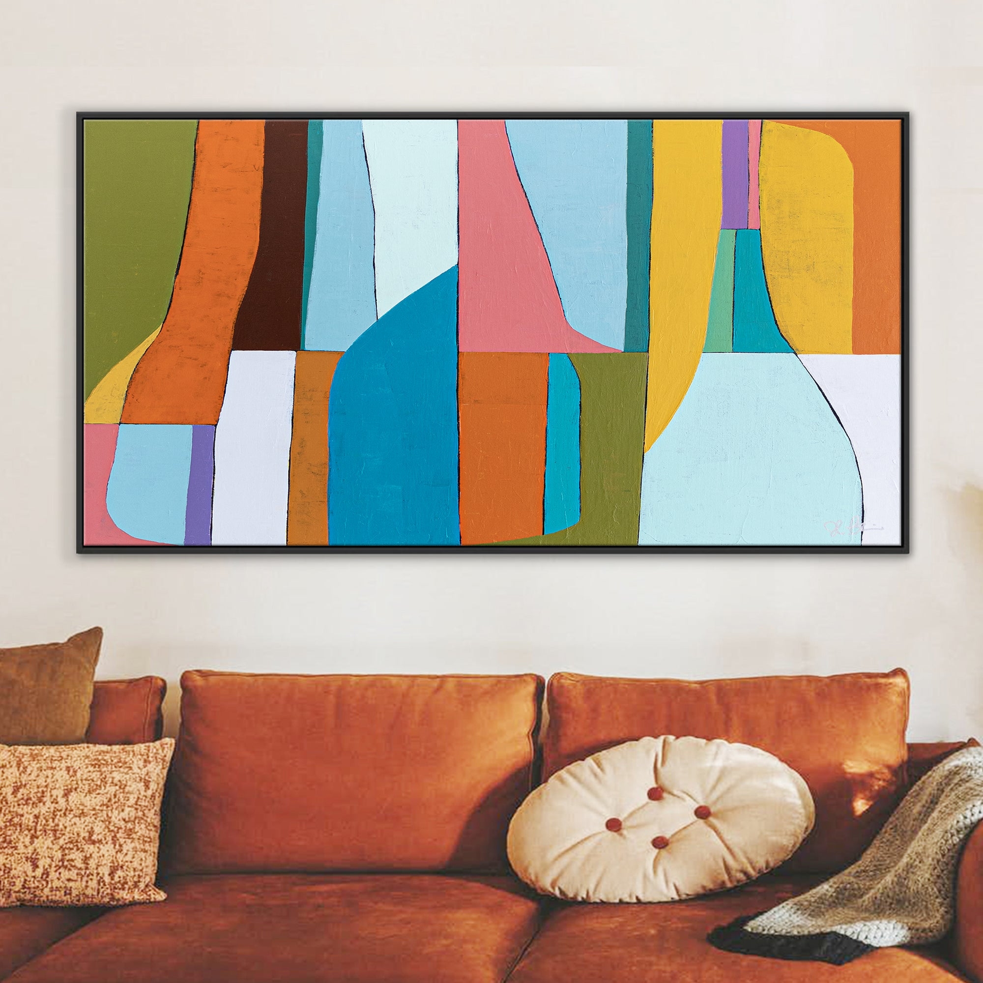 Abstract Wall Art Color Blocking Modern Living Centerpiece