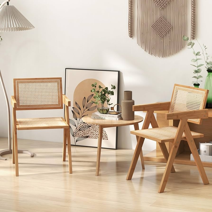 Accent Armchair: Bamboo A-Frame Legs and Woven Webbing