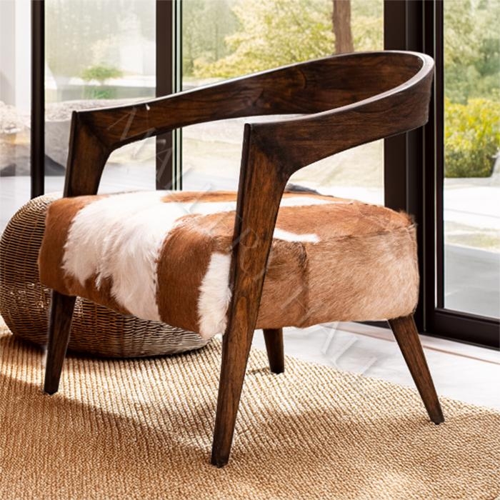 Accent Chair Barrel Silhouette Hair On Hide Lounge Seat