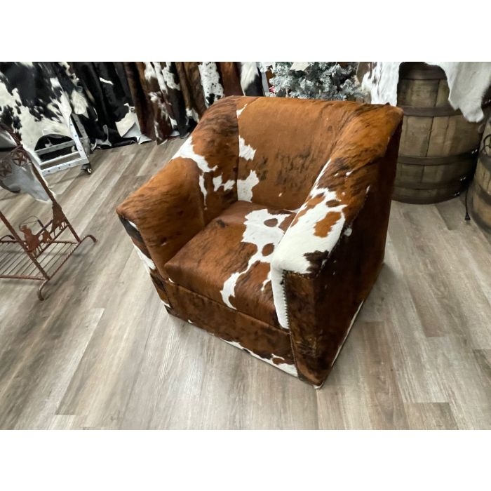 Accent Chair Block Silhouette Rustic Cowhide Club Shape