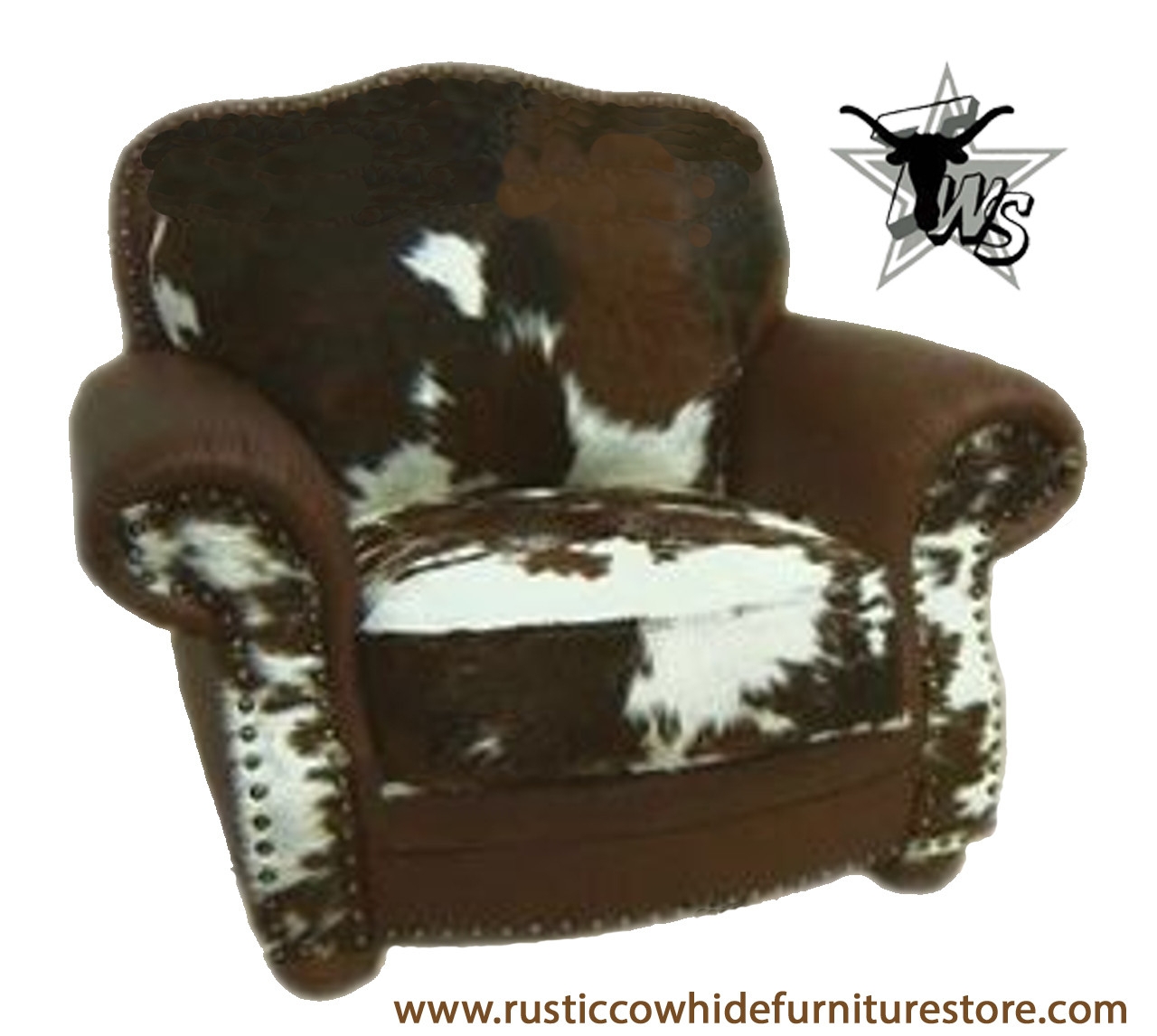 Accent Chair Chunky Silhouette Rustic Cowhide Armchair