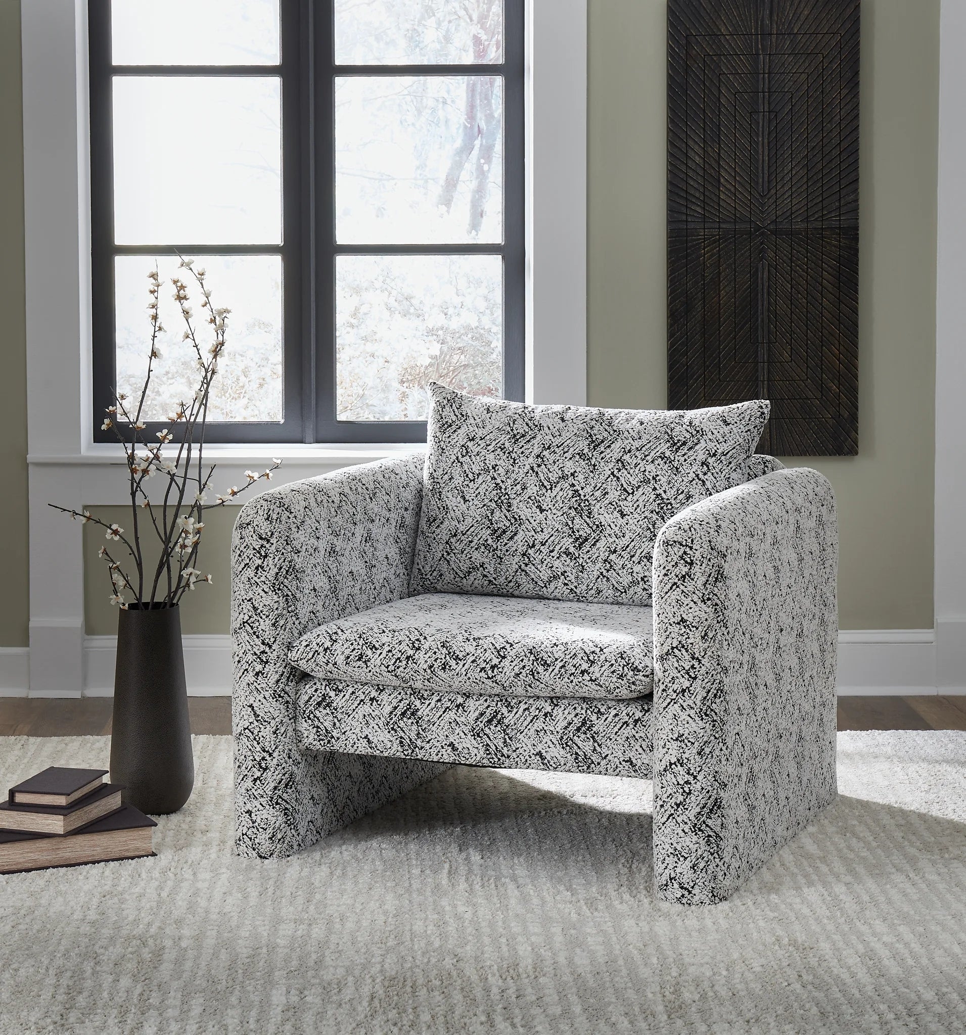 Accent Chair featuring Abstract Pattern and Solid Slab Arms