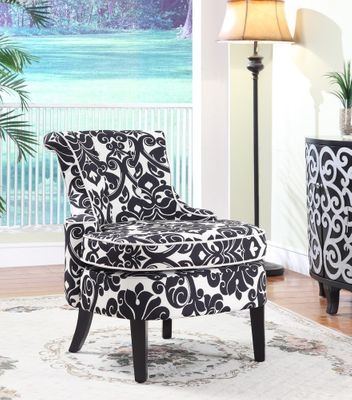 Accent Chair featuring White Welting and Swoop Back Floral