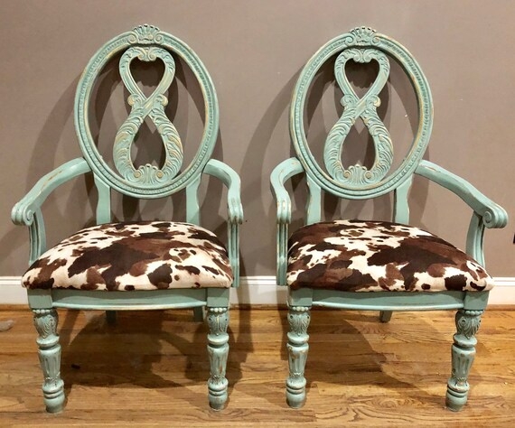 Accent Chair Figure Eight Back Mint Green Cowhide Chairs