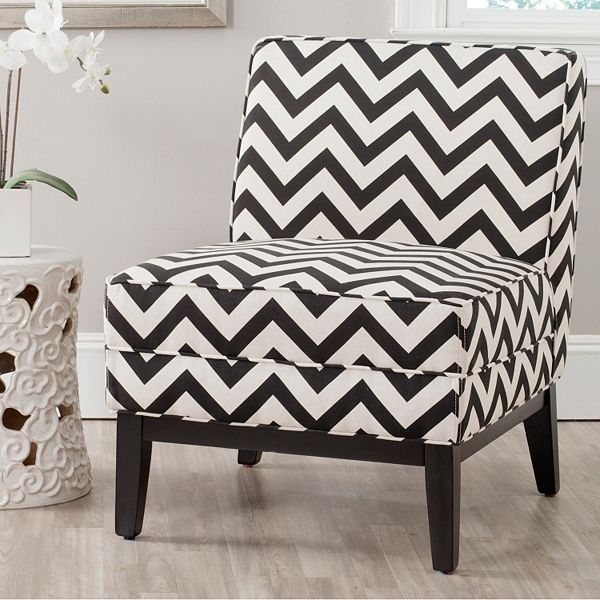 Accent Chair in Chevron Pattern Armless Slipper Design