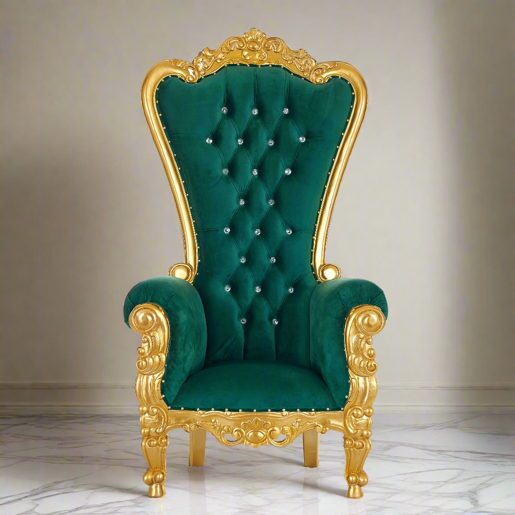 Accent Chair in Emerald Green Velvet with Gold Base