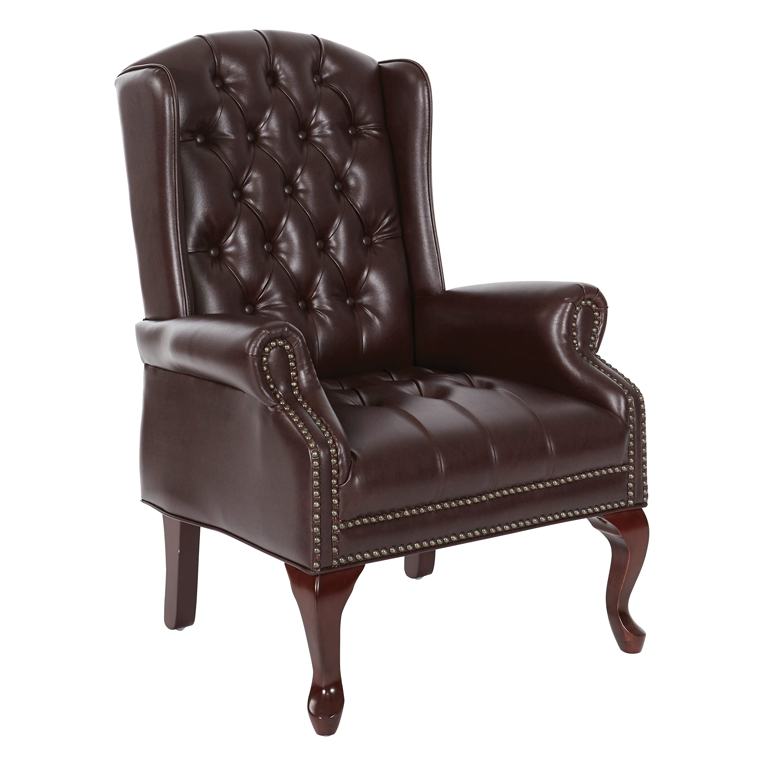Accent Chair in Oxblood Vinyl with Queen Anne Legs