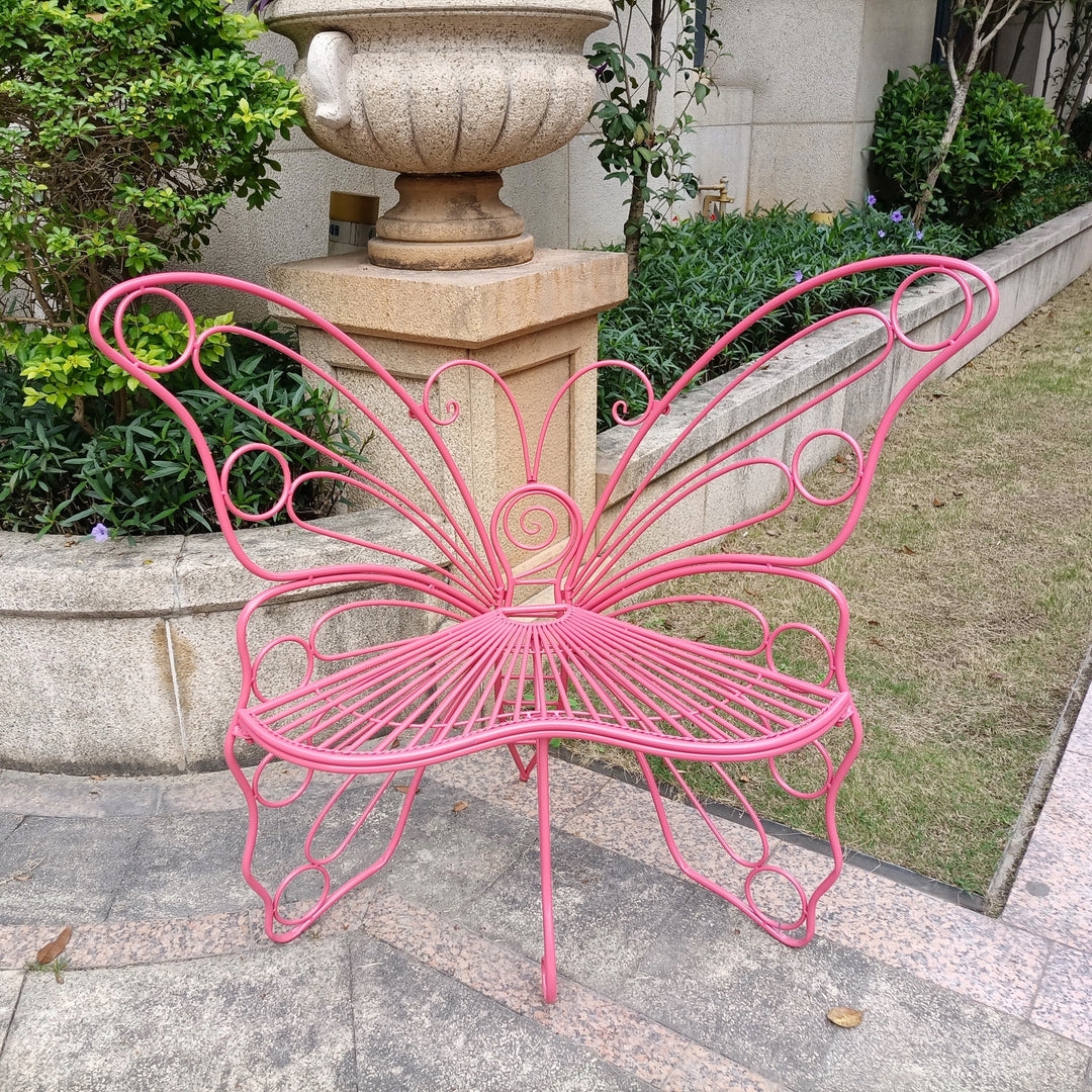 Accent Chair Magenta Pink Scrolled Wirework Garden Decor