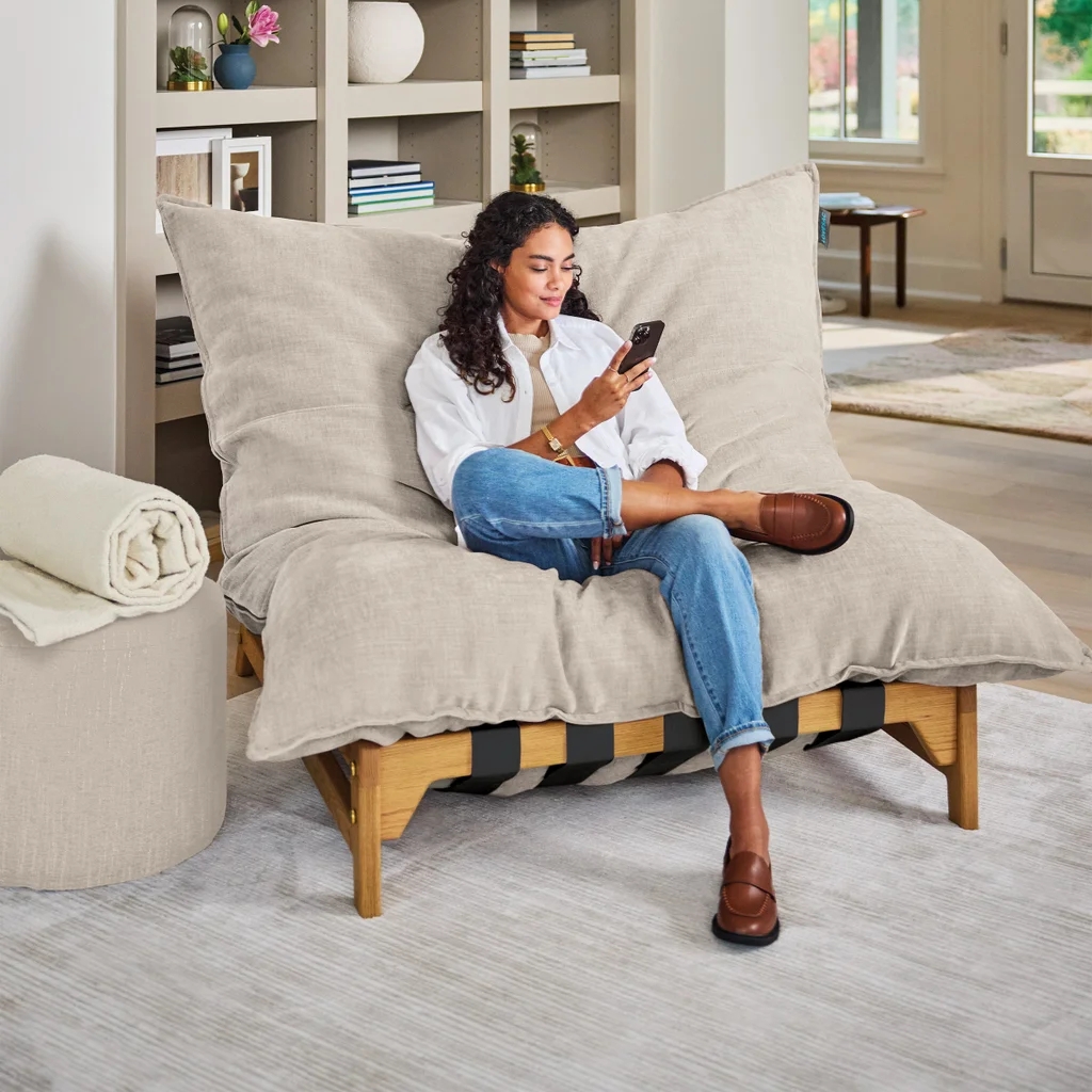 Accent Chair: Webbing Strap Base Modern Lounge Seat