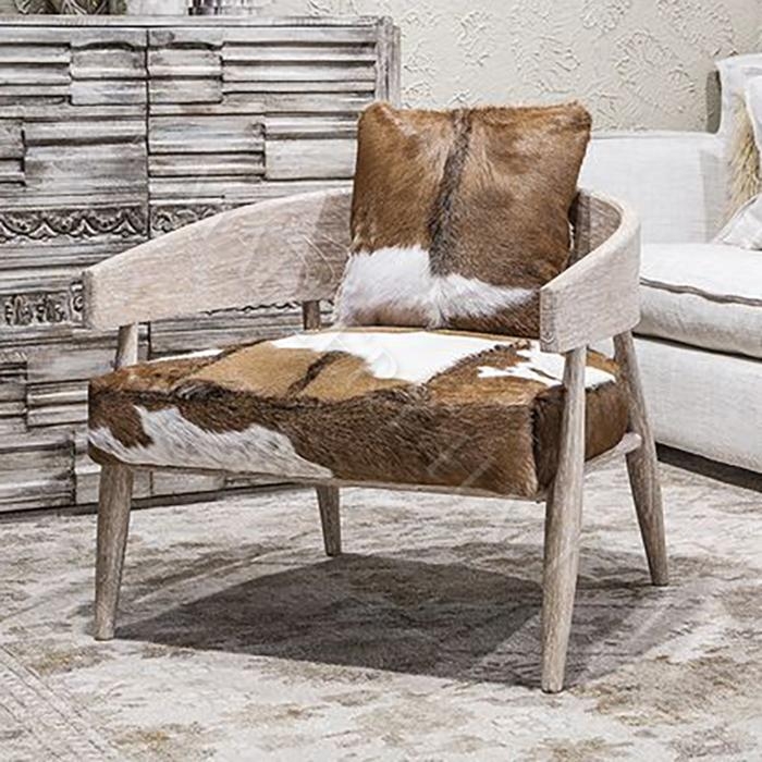 Accent Chair Whitewashed Curved Frame Brindle Lounge Chair