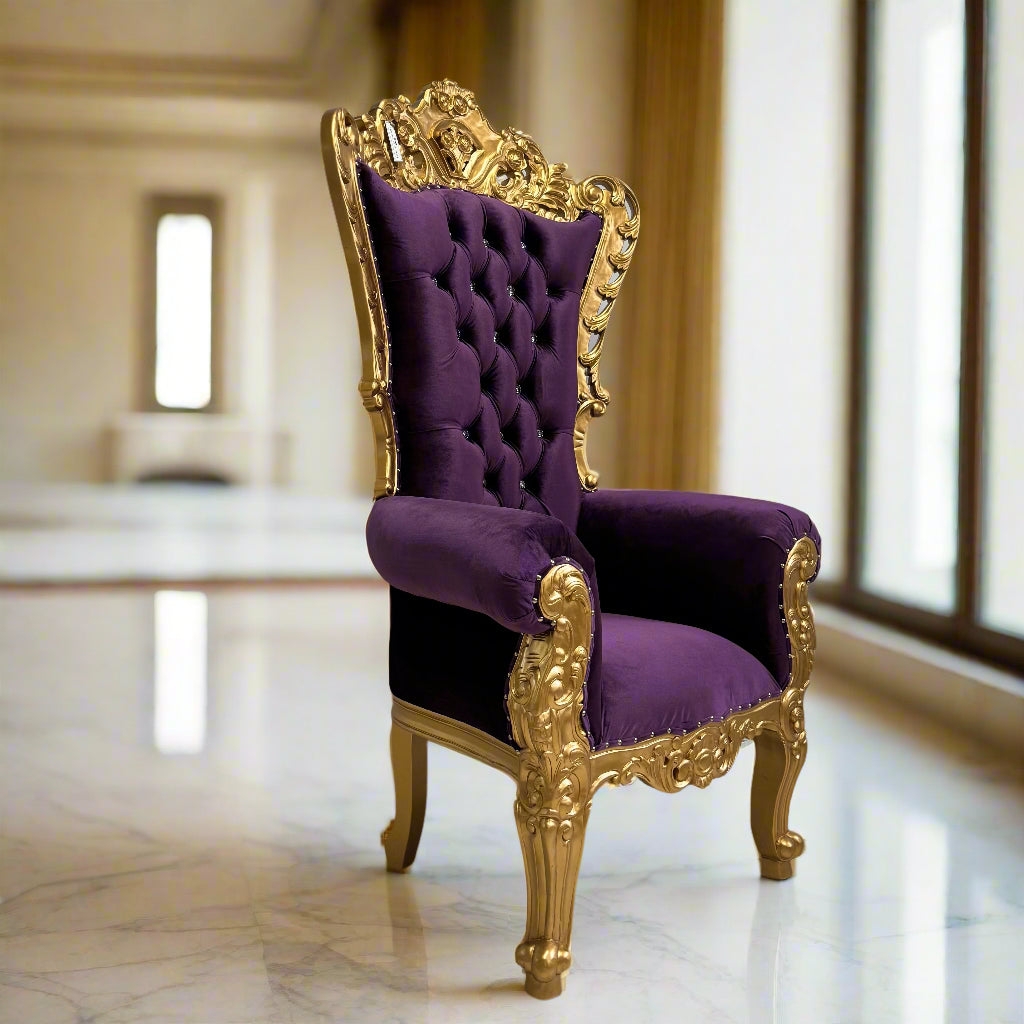 Accent Chair with Button Tufted Back in Royal Purple
