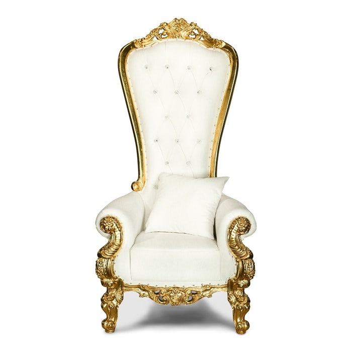 Accent Chair with Gold Leaf Finish and White Pillow