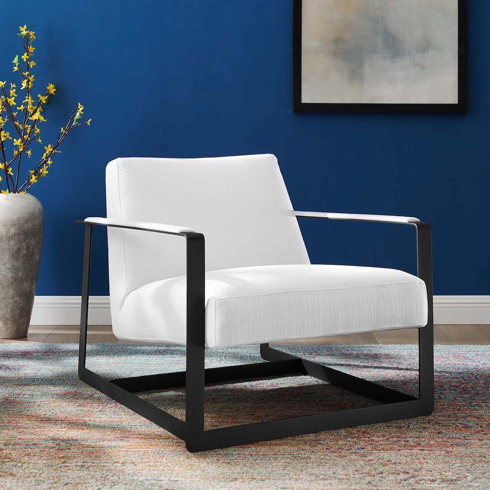 Accent Chair with Sled Base and Matte Black Metal Frame
