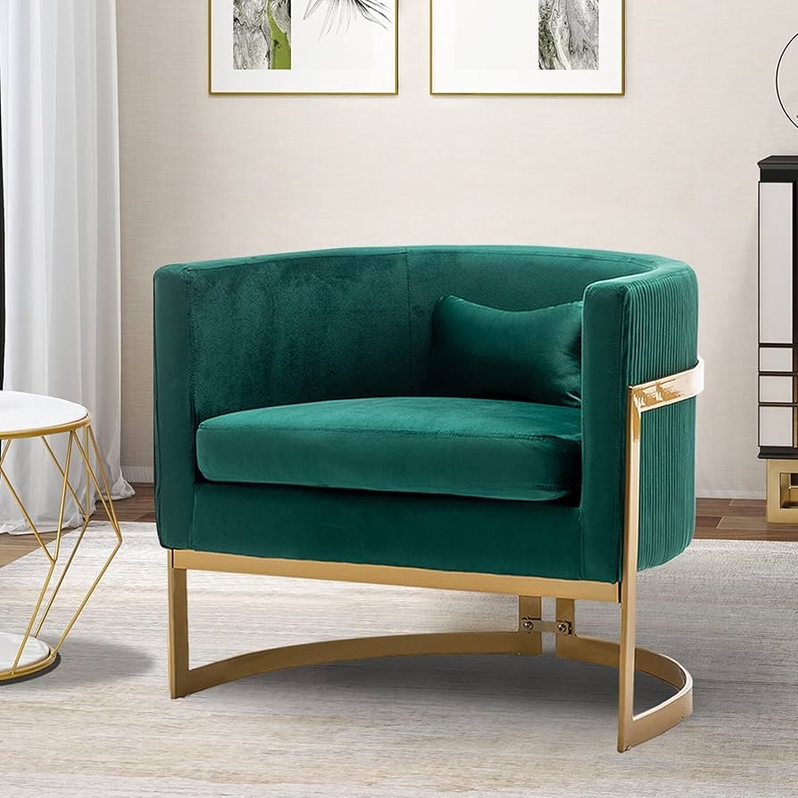 Accent Chair Wrap Around Frame Emerald Green Velvet